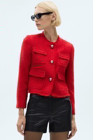 Veste en tweed à poches - Rouge