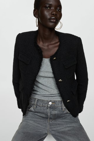 Veste en tweed à poches - Noir