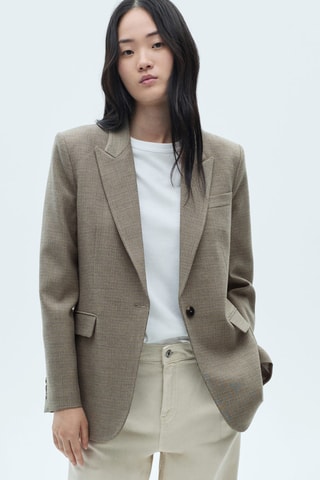 Blazer costume micro pied-de-poule - Kaki
