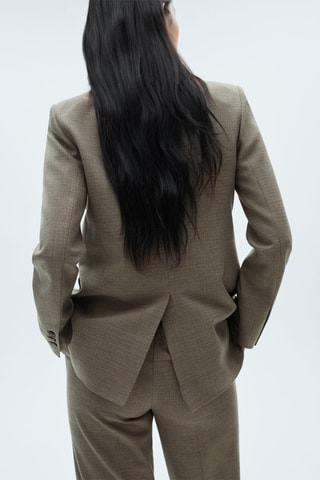 Blazer costume micro pied-de-poule - Kaki