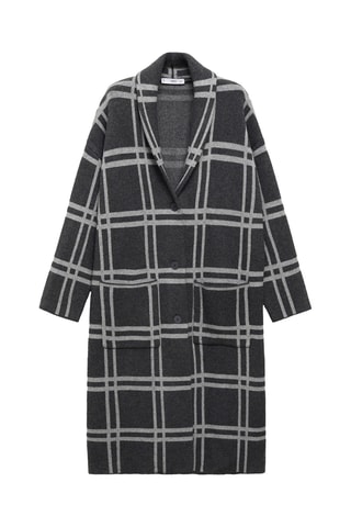 Manteau maille carreaux - Gris