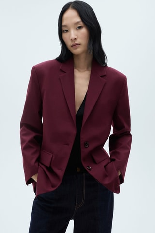 Blazer laine épaules prononcées - Bordeaux