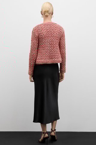 Cardigan ajouré chiné Lurex - Rouge