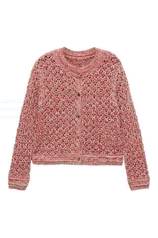 Cardigan ajouré chiné Lurex - Rouge