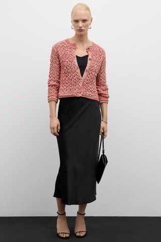 Cardigan ajouré chiné Lurex - Rouge