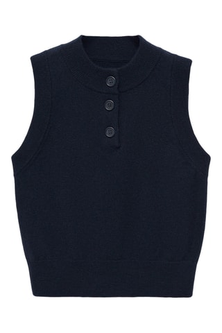 Gilet maille col boutonné - Bleu nuit