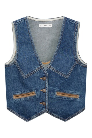Gilet en jean détails contrastés - Bleu