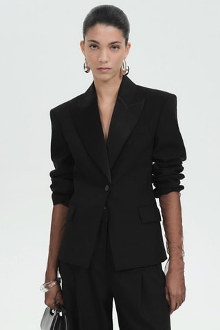 Blazer laine revers satinés - Noir