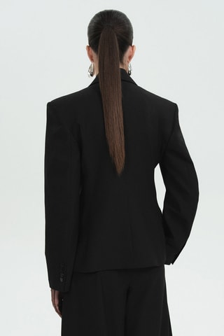 Blazer laine revers satinés - Noir