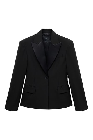 Blazer laine revers satinés - Noir
