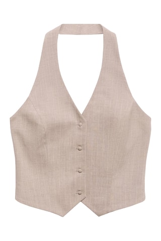 Gilet emmanchures américaines rayures tennis - Beige