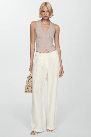 Gilet emmanchures américaines rayures tennis - Beige