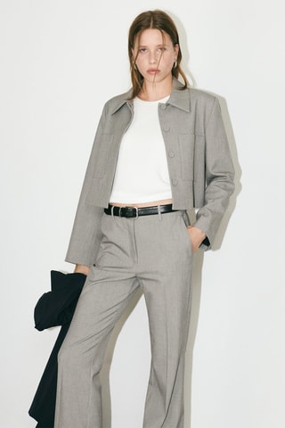 Veste crop poches - Gris