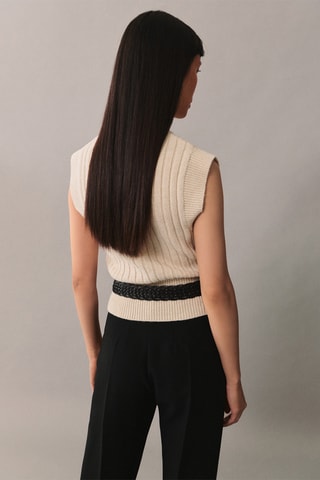 Gilet maille col montant - Beige
