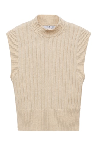 Gilet maille col montant - Beige
