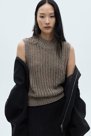 Gilet en maille ajourée Lurex - Gris