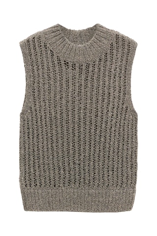 Gilet en maille ajourée Lurex - Gris