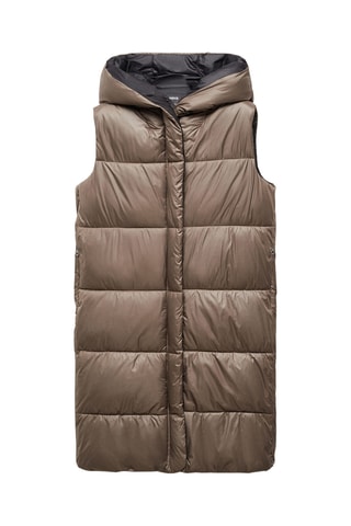 Gilet matelassé long - Marron