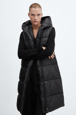 Gilet matelassé long - Noir