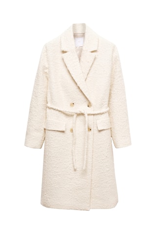 Manteau revers ceinture - Crème