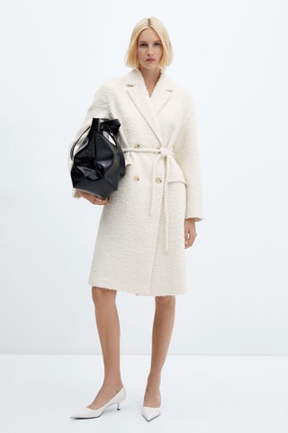 Manteau revers ceinture - Crème