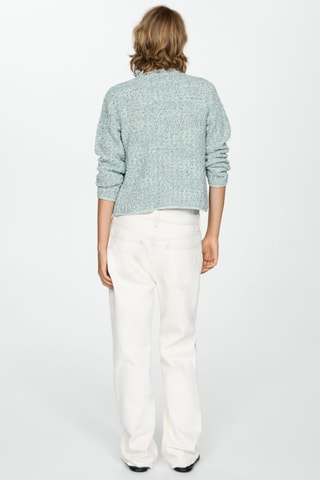 Veste tweed bords effilochés - Vert d'eau