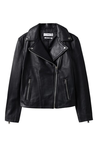Blouson biker en cuir - Noir