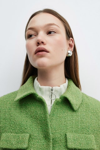 Veste crop tweed poches - Vert