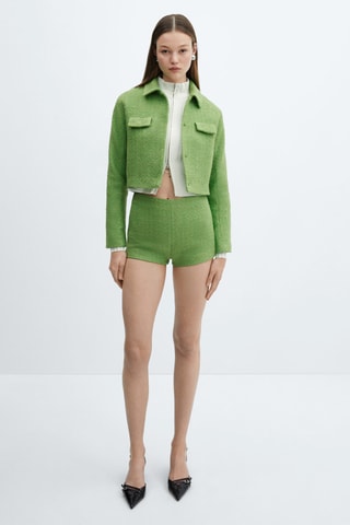Veste crop tweed poches - Vert