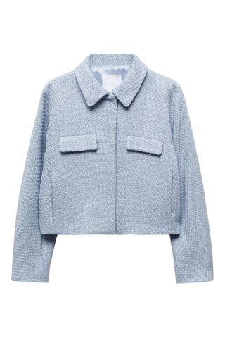 Veste crop tweed poches - Bleu