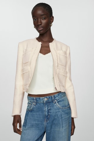 Veste tweed zippée - Écru