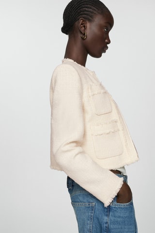 Veste tweed zippée - Écru