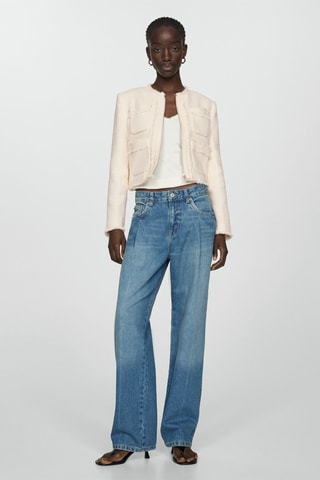 Veste tweed zippée - Écru
