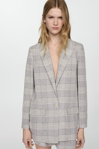 Blazer imprimé carreaux - Gris