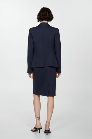 Veste cintrée maille point de Rome - Bleu marine