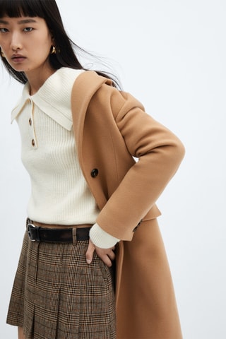Manteau midi laine vierge - Camel