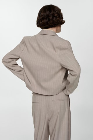 Veste crop fines rayures - Beige