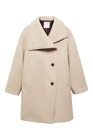 Manteau midi à maxi-revers - Beige