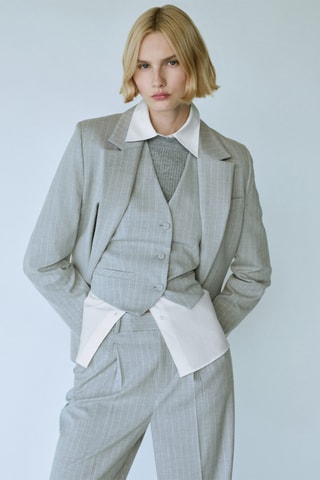 Gilet de costume à fines rayures - Gris