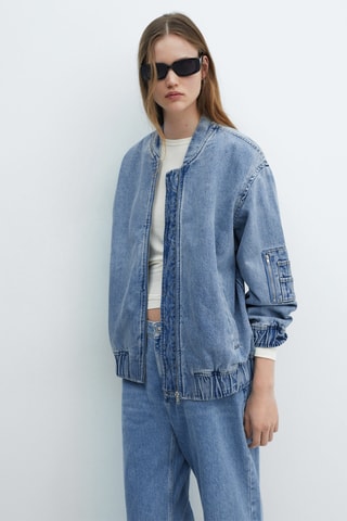 Veste bomber en jean - Bleu