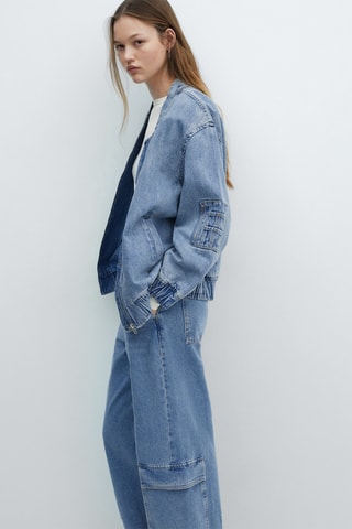 Veste bomber en jean - Bleu