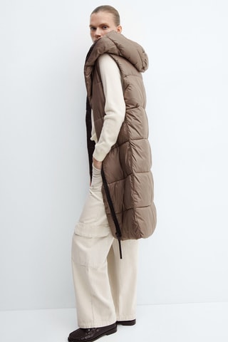 Gilet matelassé long - Marron