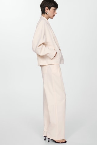 Veste coton col V - Beige