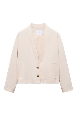 Veste coton col V - Beige