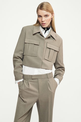 Veste crop poches - Marron