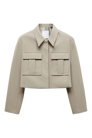 Veste crop poches - Marron