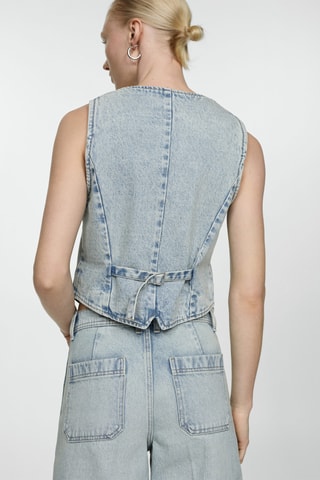 Gilet jean coutures - Bleu