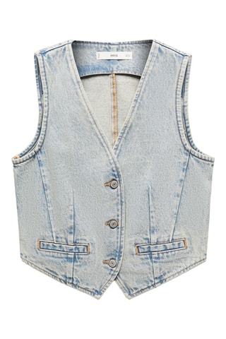 Gilet jean coutures - Bleu