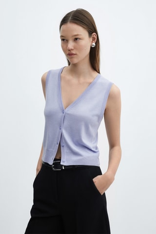 Gilet maille boutons - Bleu