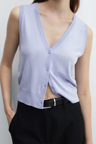 Gilet maille boutons - Bleu